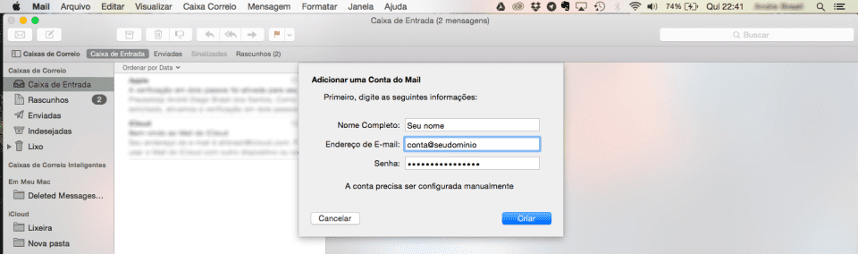 Configurando seu email no Mac